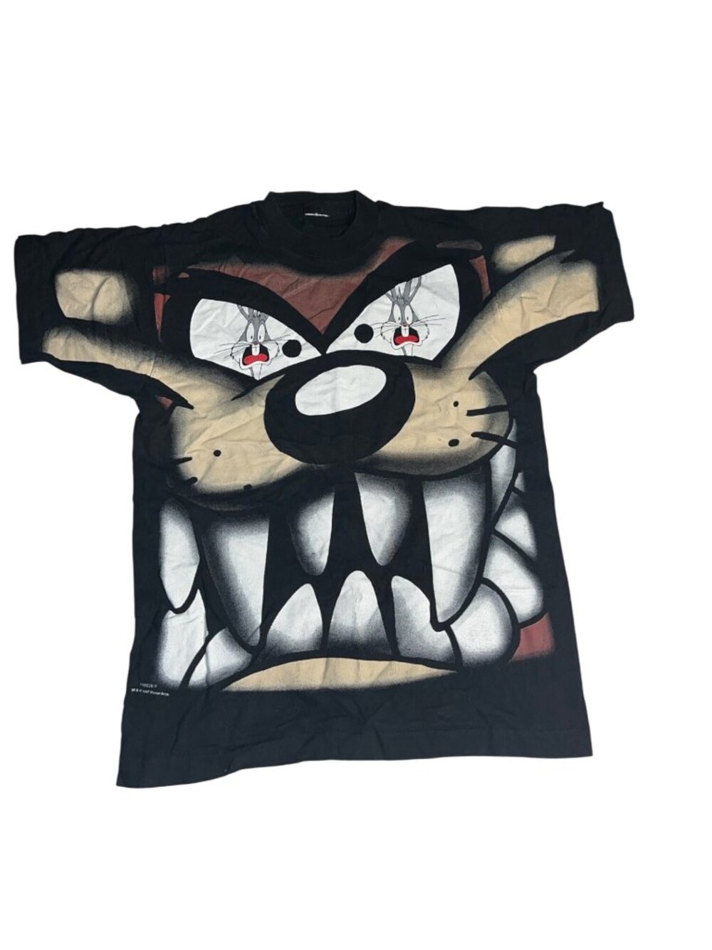 90s Looney Tunes Taz All Over Print Bugs Bunny Eyes T-Shirt M Freeze 1997 single